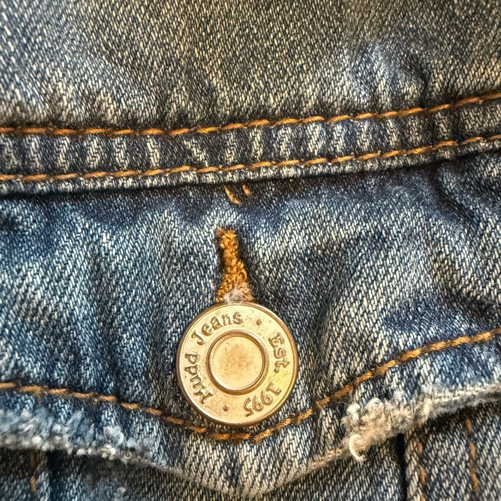 Vintage Y2K Mudd Denim Trucker Jacket - Distressed Faded Wash, Size Medium - Picture 6 of 9